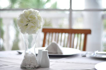 Flowers on Breakfast Table